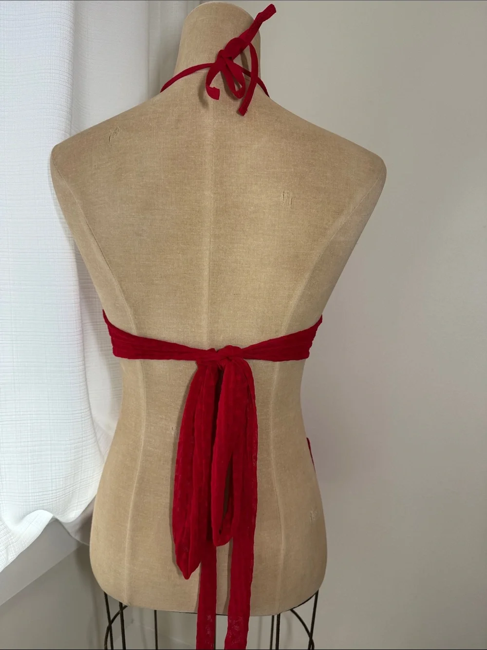 Mapale red lace bralette and panty set. ML.